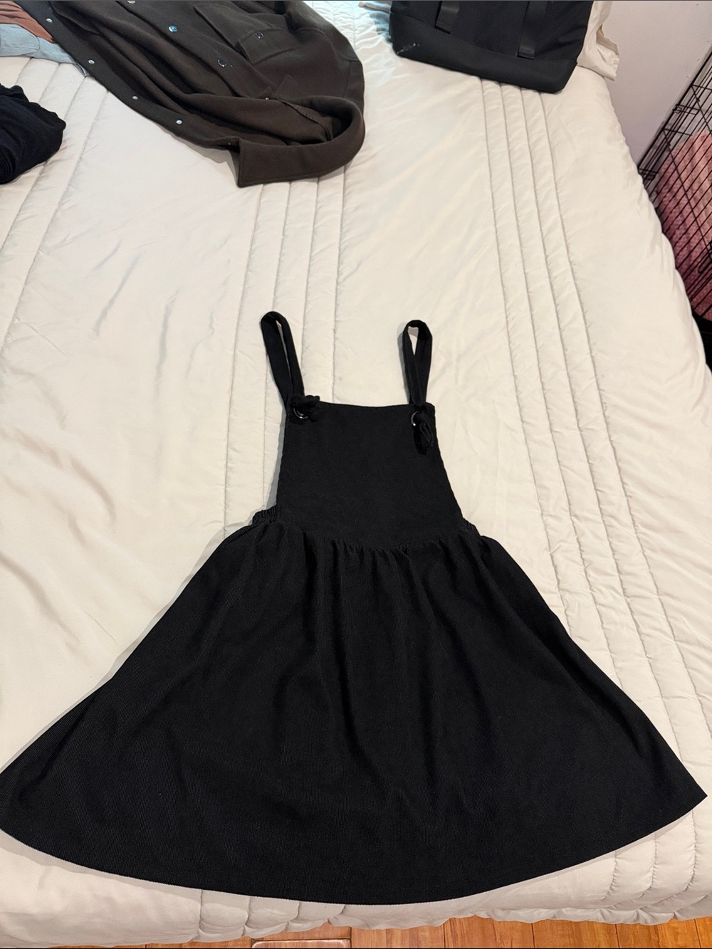 Black Pinafore Dress with Adjustable Straps